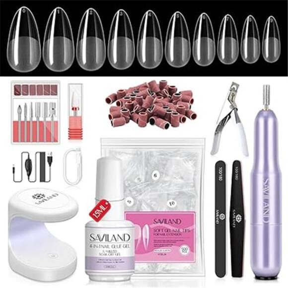 Almond Gel Nail Kit - Nail Drill with U V Lamp for Nails 500PCS Almond Nail Tips - Picture 7 of 7